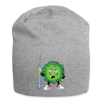 Virus mit Spritze - Jersey-Beanie - Grau meliert - Vorne