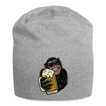 Affe mit Bier Biertrinkershirt Geschenk - Jersey-Beanie - Grau meliert - Vorne