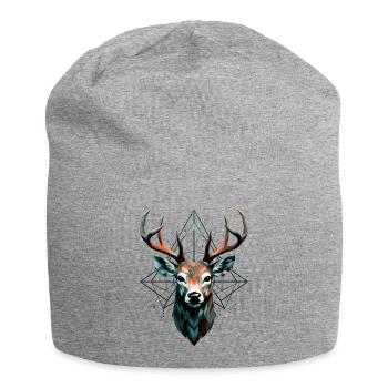 Cerf géométrique avec des motifs géométriques - Bonnet en jersey - gris chiné - Devant