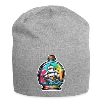 Ship in a Bottle / Message in a Bottle / Ahoy / Anchor - Jersey Beanie - heather grey - Front