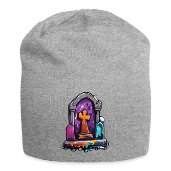 Grabstein / Erinnerung / Ruhe / Unvergessen / tot - Jersey-Beanie - Grau meliert - Vorne