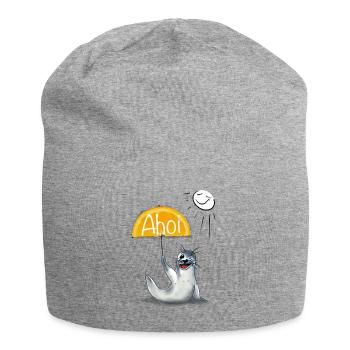 Seehund mit fruchtigem Sonnenschirm - Jersey-Beanie - Grau meliert - Vorne