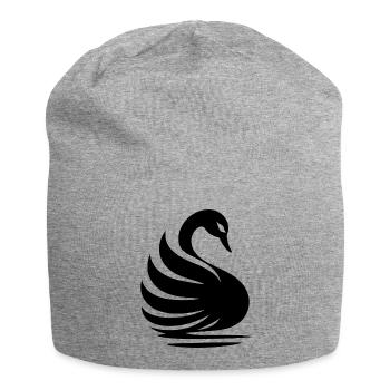 Elegante Schwan-Silhouette: Anmut auf dem Wasser - Jersey-Beanie - Grau meliert - Vorne
