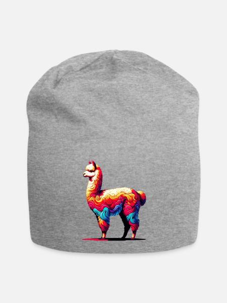 Alpaka - Jersey-Beanie - Grau meliert