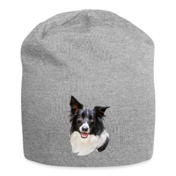 Border Collie Hundekopf - Jersey-Beanie - Grau meliert - Vorne