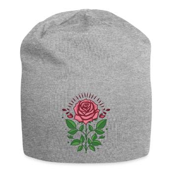 Fleur de rose - Bonnet en jersey - gris chiné - Devant