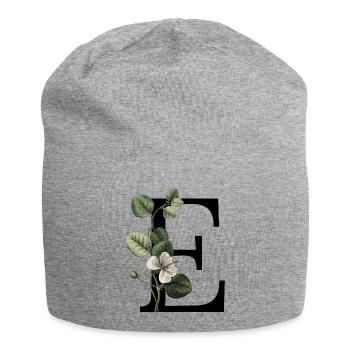 Grüner botanischer Buchstabe E - Jersey-Beanie - Grau meliert - Vorne