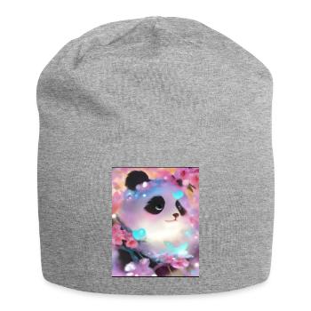 Panda Picture - Jersey Beanie - heather grey - Front