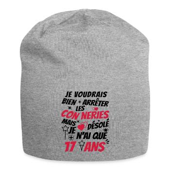 j'ai 17 ans / idée cadeau anniversaire / 17 ans - Bonnet en jersey - gris chiné - Devant