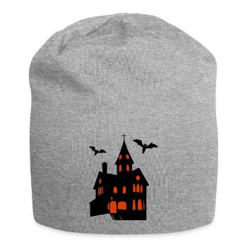 Spooky Castle with Bats Halloween - Jersey Beanie - heather grey - Front