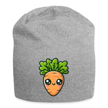 Chibi Carotte feuillue - Bonnet en jersey - gris chiné - Devant