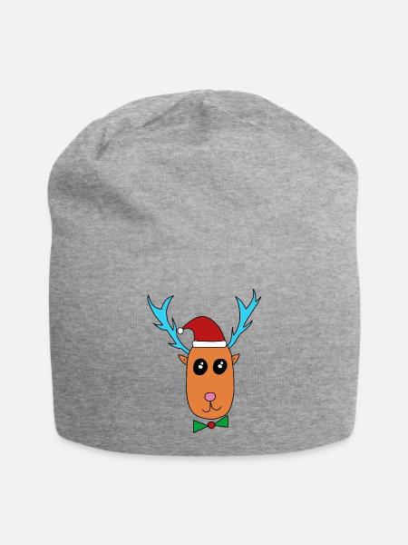 Rentier feiert Weihnachten - Jersey-Beanie - Grau meliert