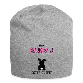 Baseball Oster Outfit Ostergeschenk Baseballerin - Jersey-Beanie - Grau meliert - Vorne