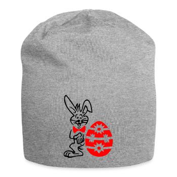 Oeuf de Pâques avec lapin - Bonnet en jersey - gris chiné - Devant