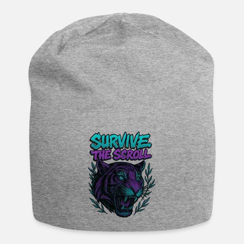 Tieger modern - Jersey-Beanie - Grau meliert