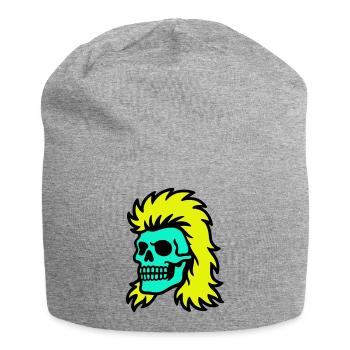 Vokuhila Skull - Jersey-Beanie - Grau meliert - Vorne