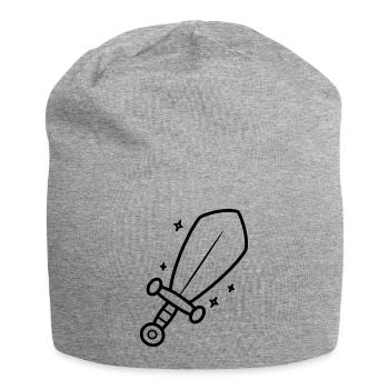 Minimalistisches Schwert Ritter Fantasy Line Art - Jersey-Beanie - Grau meliert - Vorne