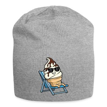 Chillende ijscreme op strandstoel - Jersey Beanie - heather grey - Front