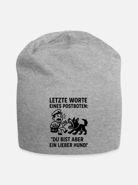 postbote briefträger hund beißen lustig witz - Jersey-Beanie - Grau meliert