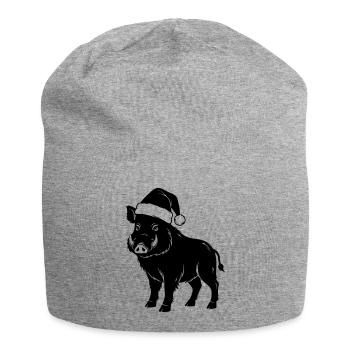 Christmas Wild Boar Vector - Jersey Beanie - heather grey - Front