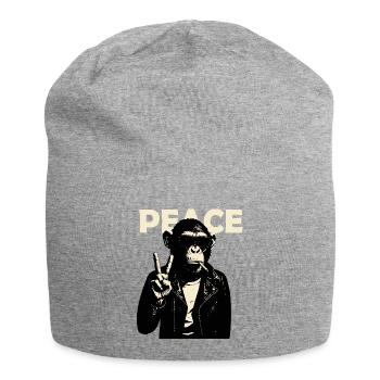 Friedlicher Rebellenaffe - Jersey-Beanie - Grau meliert - Vorne