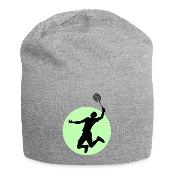 Badminton Spieler Silhouette – Smash Power - Jersey-Beanie - Grau meliert - Vorne