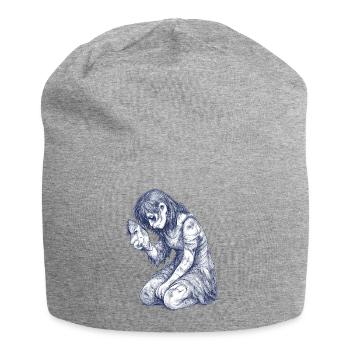 Portrait du personnage de la fille mélancolique - Bonnet en jersey - gris chiné - Devant