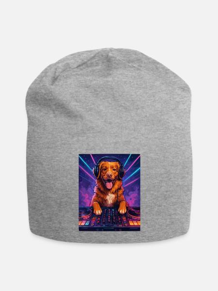 Nova Scotia Toller DJ Hund witzig positiv Geschenk - Jersey-Beanie - Grau meliert