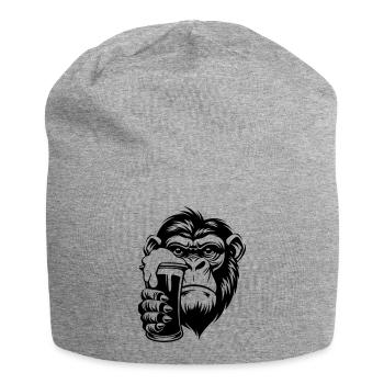 Monkey holding a drink with foam - Jersey Beanie - heather grey - Front