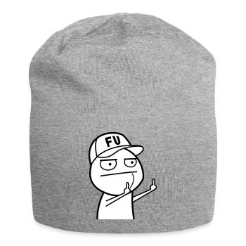 FU Meme mit Basecap (Farben änderbar) - Jersey-Beanie - Grau meliert - Vorne