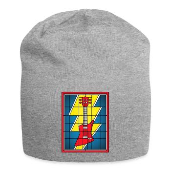 Stained Glass Guitar with Lightning Bolt - Jersey Beanie - heather grey - Front