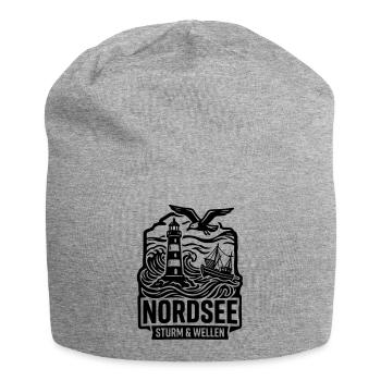 Nordsee Sturm und Wellen - Jersey-Beanie - Grau meliert - Vorne