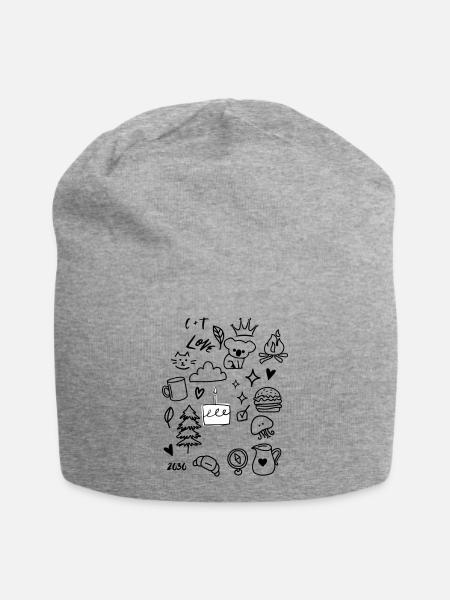 Kuchenkerzen-Linearzeichnung - Jersey-Beanie - Grau meliert