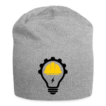 Elektriker Bauhelm Blitz und Glühbirne - Jersey-Beanie - Grau meliert - Vorne