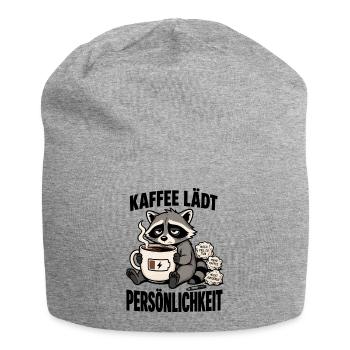 Müder Waschbär braucht dringend mehr Kaffee - Jersey-Beanie - Grau meliert - Vorne