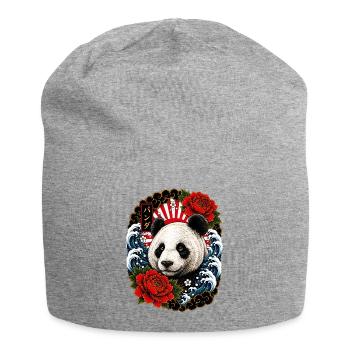 Panda im japanischen Irezumi Tattoo Stil - Jersey-Beanie - Grau meliert - Vorne