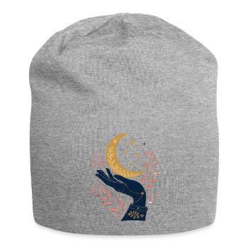 Mystical Hand with Moon – Celestial Gothic Design - Jersey Beanie - heather grey - Front