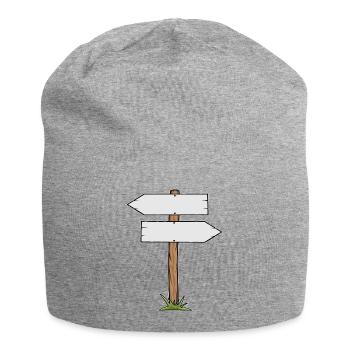 Wooden Sign Cartoon - Jersey Beanie - heather grey - Front