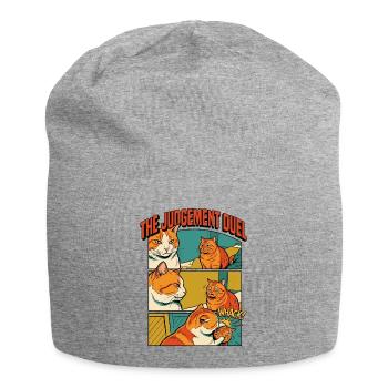 Funny Orange Cats Duel Comic - Jersey Beanie - heather grey - Front