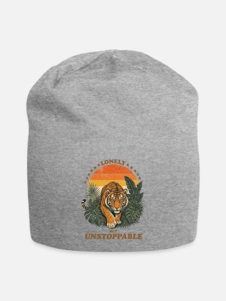 Lonely But Unstoppable - Retro Tiger - Jersey-Beanie - Grau meliert