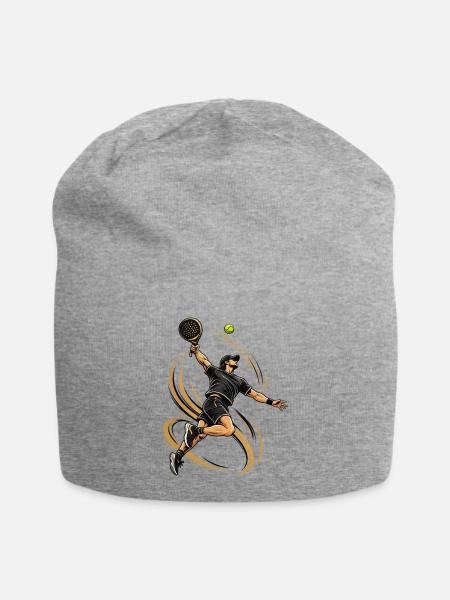 Tennisheld im Wirbel mit Goldspiralen - Jersey-Beanie - Grau meliert