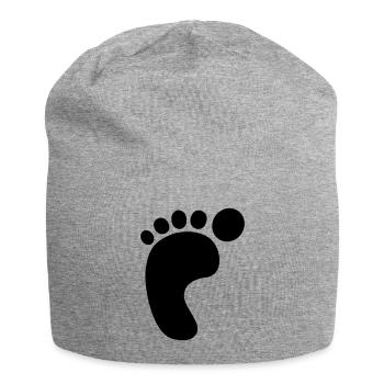 Impression de pied gauche - Bonnet en jersey - gris chiné - Devant