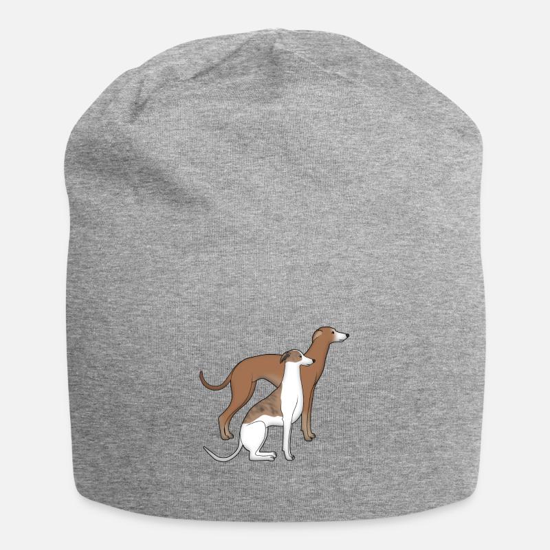 Zwei Whippets - Jersey-Beanie - Grau meliert