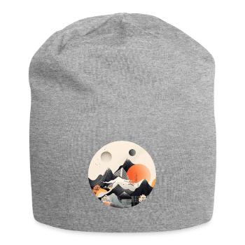 Crépuscule cerise - Bonnet en jersey - gris chiné - Devant