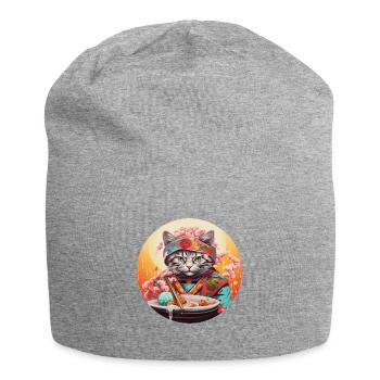 Katze der Nudeln - Jersey-Beanie - Grau meliert - Vorne