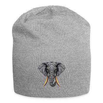 Éléphant majestueux : sagesse tribale géométrique - Bonnet en jersey - gris chiné - Devant