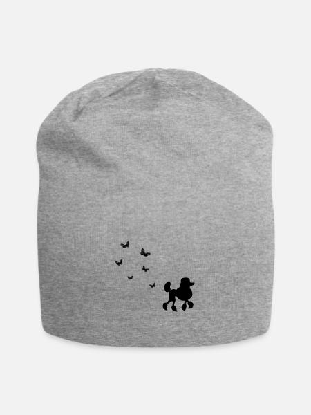 Schattenbild Hund Pudel - Jersey-Beanie - Grau meliert