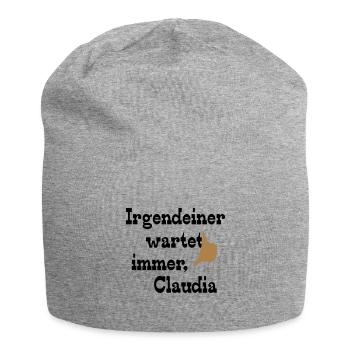 Irgendeiner wartet immer, Claudia - Jersey-Beanie - Grau meliert - Vorne