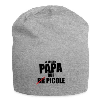 je suis papa qui picole - cadeau papa anniversaire - Bonnet en jersey - gris chiné - Devant