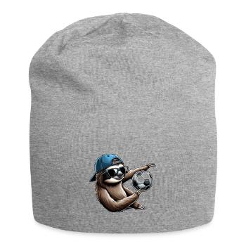 Faultier Fußball motiv - Jersey-Beanie - Grau meliert - Vorne